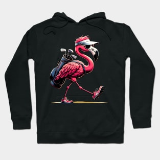 Funny Golf Novelty Pink Flamingo Golfing Hoodie